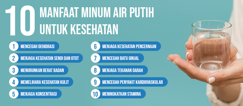 10 Manfaat minum air putih untuk kesehatan