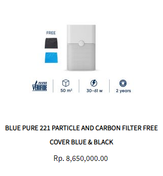 Blueair Air Purifier Blue Pure 221 Particle Activated Carbon