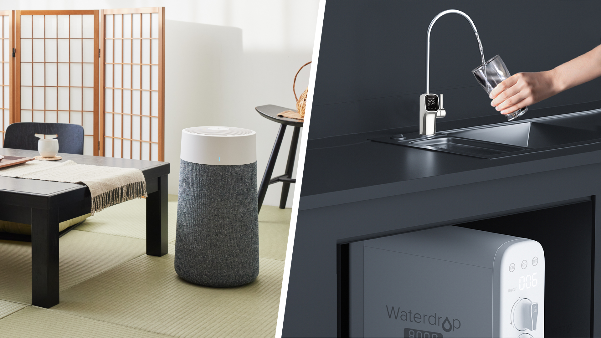 air purifier sebagai filter udara dalam menyaring mikro plastik dan water purifier untuk menyaring air yang akan dikonsumsi